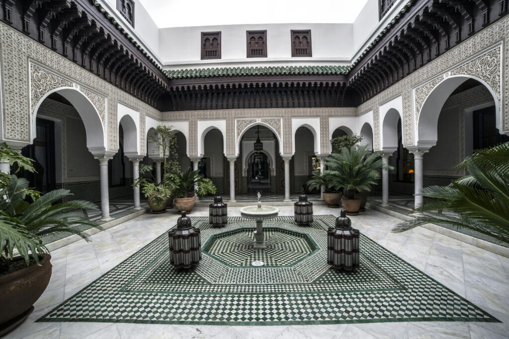 pexels-photo-412055-412055 Explore this serene and intricately designed Moroccan courtyard in Marrakech.